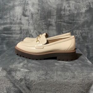 Sam Edelman Loafers Women 11 Laurs Eggshell Patent Leather Lug Sole Chunky